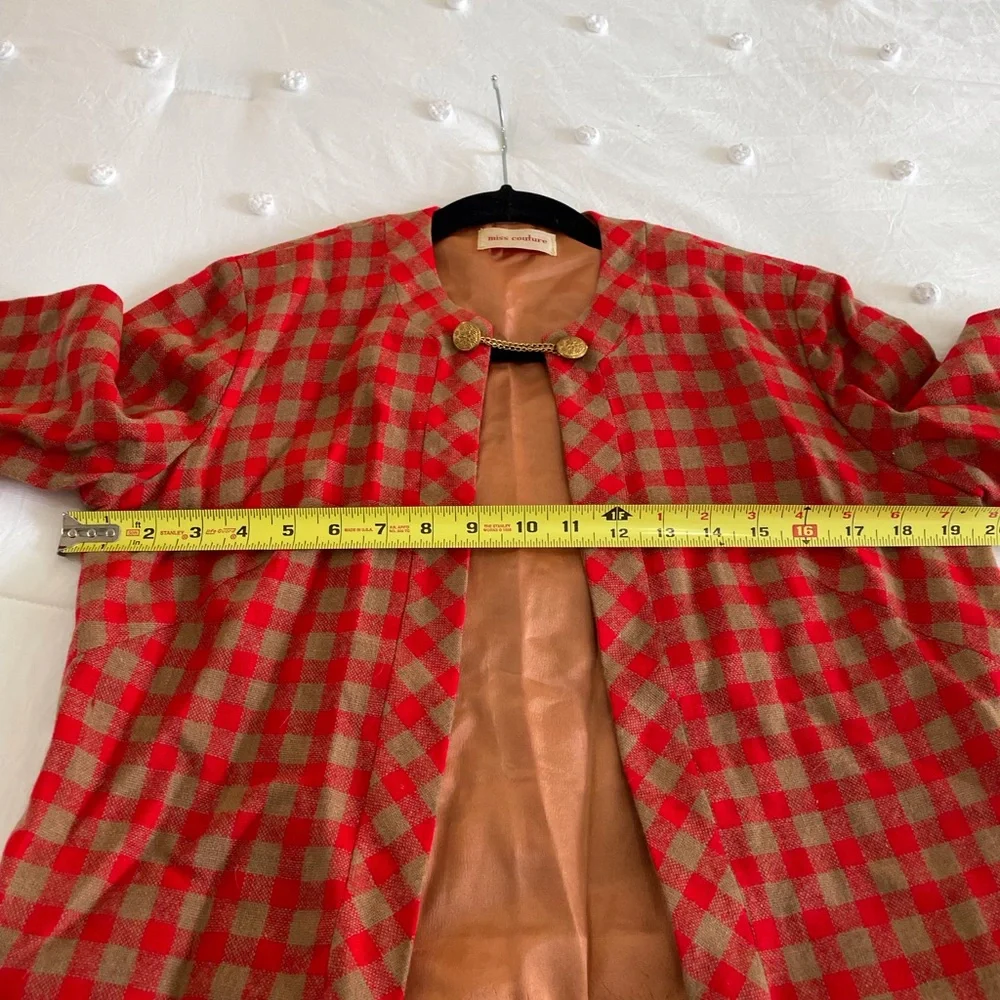 Vintage Red and Camel Plaid Bolero Jacket - Picture 7 of 7